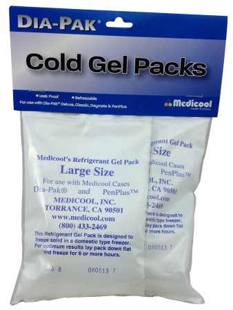 Medicool Dia-Pak Cold Gel Ice Pack for Deluxe, Classic, Organiser and Pen Plus 15-25°C Bags (Large - 2 per pack)